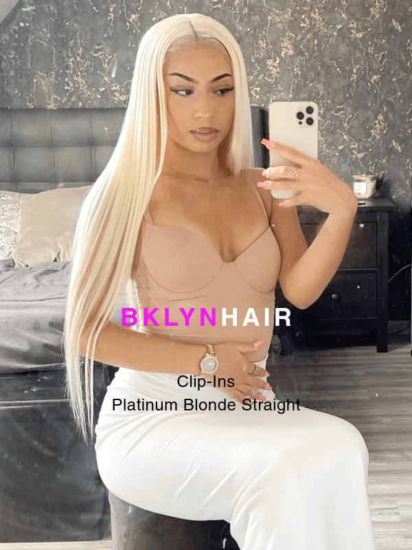 Brooklyn Hair Clip-In Hair Extensions Platinum Blonde Straight