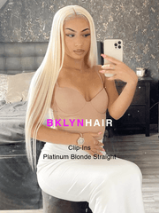 Brooklyn Hair Clip-In Hair Extensions Platinum Blonde Straight