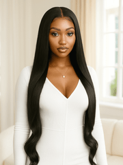 Brooklyn Hair Exquisite Lengths 28"&34" 13x4 HD Lace Front Wig Silky Straight 180% Density Natural Black