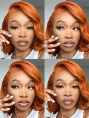 Brooklyn Hair Ginger Straight Bob Wig 13x4 HD Lace Frontal 12" Cajun Spice 180% Density Bob Short / Ginger/Copper / 13x4 HD Lace Frontal