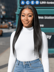 Brooklyn Hair Glueless 4x4 Lace Closure Wig Virgin Straight 24-26" / Natural Black