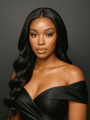 Brooklyn Hair Jet Black Loose Body Wave Glueless Wig Small Knots 5x5 Swiss HD Pre-Cut Lace