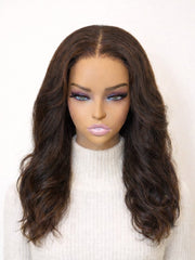 Espresso Brown Kinky Straight Glueless Wig 5x5 HD Lace 16-18" 180% Density