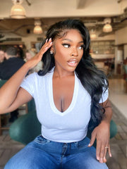 Brooklyn Hair Loose Body Wave 13x4 Swiss HD Lace Frontal Wig 180% Density