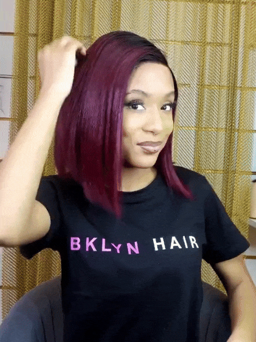 Brooklyn Hair Ombre Ruby Red 5x5 HD Pre-Cut Lace Glueless Bob Style Wig 10-12" Ombre Ruby Red / Bob Style 10-12" / Side C Part