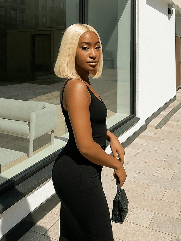 Brooklyn Hair Platinum Perfection 13x4 Lace Frontal Wig Swiss HD Lace Frontal Straight Bob 12" 200% Density 12" / #613 Platinum Blonde / Swiss HD Lace Frontal