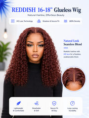 Reddish Brown Deep Wave Glueless Wig 5x5 HD Lace Pre-Cut & Pre-Plucked