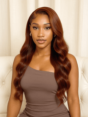 Brooklyn Hair Reddish Brown Ready to Go Glueless Loose Body Wave Wig 5x5 Swiss HD Invisible Knots Pre-Cut Lace
