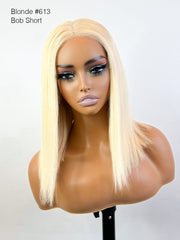 Brooklyn Hair Small Knots 5x5 HD Pre Cut Lace Glueless Wig Platinum Blonde Straight Bob 12" Bob Style 12" / Platinum Blonde / Swiss HD Lace