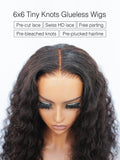 Brooklyn Hair Tiny Knots 6x6 Swiss HD Pre Cut Lace Glueless Pre Bleached & Plucked Knots Wig Deep Wave