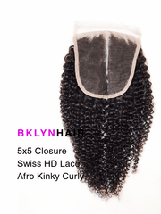 Brooklyn Hair True 5x5 Swiss HD Lace Closure Afro Kinky Curly 14-16" / Natural Black / Middle Part