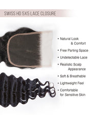 Brooklyn Hair True 5x5 Swiss HD Lace Closure Brazilian Loose Wave