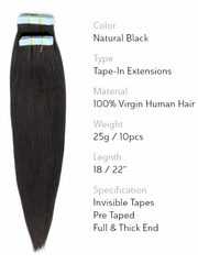 Brooklyn Hair Ultra Seamless Virgin Straight Tape-In Extensions 100% Human Hair