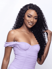 Brooklyn Hair Water Wave Caribbean Deep Curl 4x4 Transparent Lace Closure Natural Black