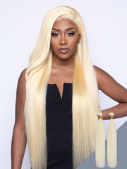 Brooklyn Hair 11A Raw Virgin Platinum Blonde #613 Straight 2 Bundle Deals