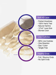 Brooklyn Hair 9A Platinum Blonde #613 Body Wave 13x4 Transparent Lace Frontal