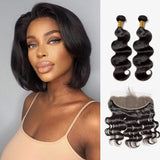 Brooklyn Hair 7A Body Wave / 2 Bundles with 13x4 Lace Frontal Look