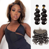 Brooklyn Hair 7A Virgin Body Wave / 2 Bundles with 13x4 Lace Frontal Look