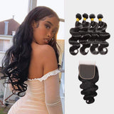 Brooklyn Hair 7A Body Wave / 4 Bundles with 5x5 Lace Closure Look