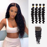 Brooklyn Hair 9A Loose Wave / 4 Bundles with 4x4 Lace Closure Look