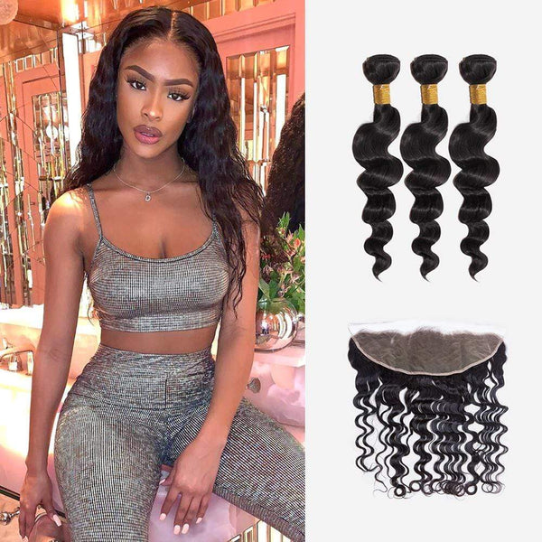 Brooklyn Hair 7A Loose Wave / 3 Bundles Ponytail Look