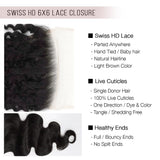 Brooklyn Hair Copy of Brooklyn Hair 9A Body Wave / 3 Bundles with 6x6 Lace Closure Look