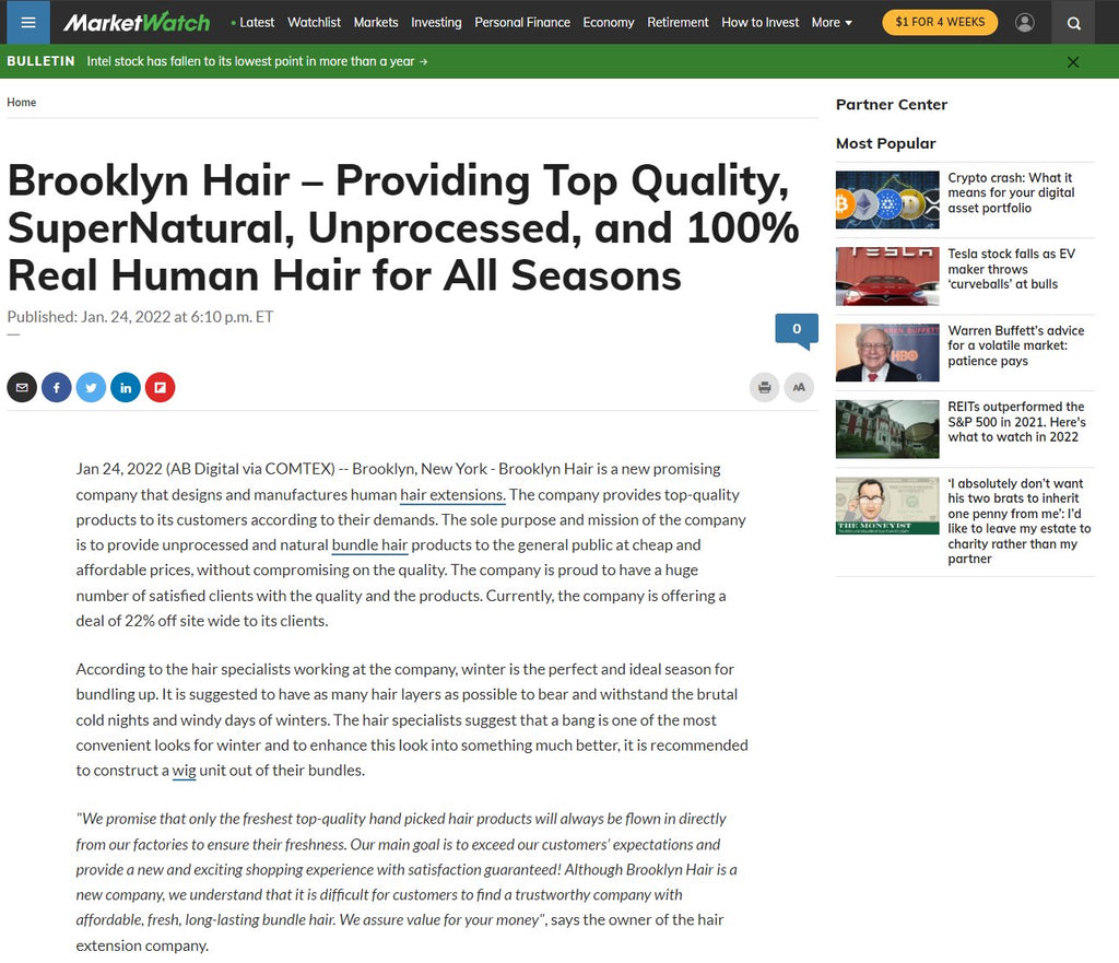 Brooklyn Hair – Providing Top Quality, SuperNatural, Unprocessed, and 100% Real Human Hair for All Seasons