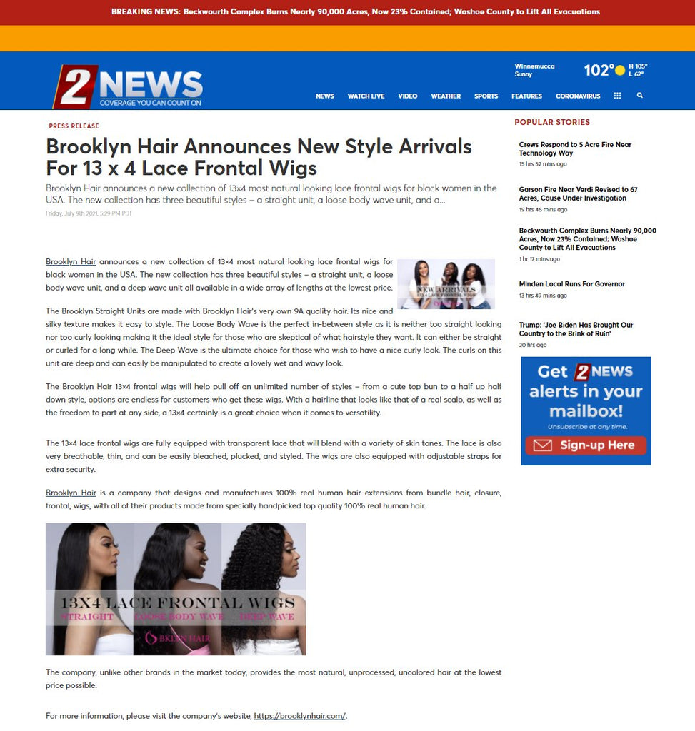 Brooklyn Hair Announces New Style Arrivals For 13 x 4 Lace Frontal Wigs