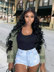 180% Density Loose Body Wave 13x4 HD Lace Front Wig Natural Black