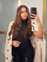 Brown Ready to Go Glueless Loose Body Wave Wig 5x5 Swiss HD Invisible Knots Pre-Cut Lace Closure Wig