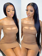 Exquisite Lengths 28"&34" 13x4 HD Lace Front Wig Silky Straight 180% Density Natural Black