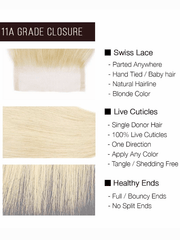 Brooklyn Hair 11A Grade 4x4 Swiss HD Lace Closure – #613 Platinum Blonde Straight