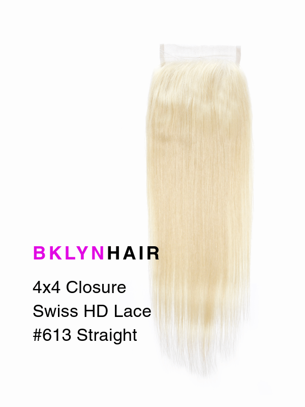 Brooklyn Hair 11A Grade 4x4 Swiss HD Lace Closure – #613 Platinum Blonde Straight