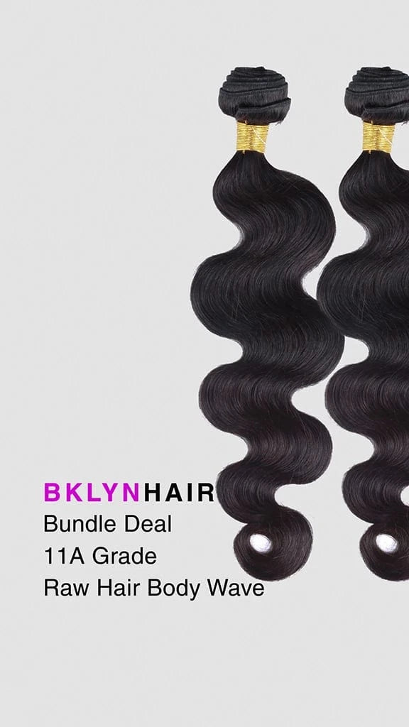 Brooklyn Hair 11A Raw Hair Body Wave 2 Bundle Deal – 100% Unprocessed Human Hair Natural Black