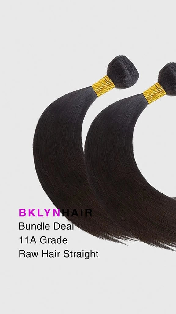 Brooklyn Hair 11A Raw Hair Silky Straight 2 Bundle Deal – 100% Unprocessed Human Hair Natural Black