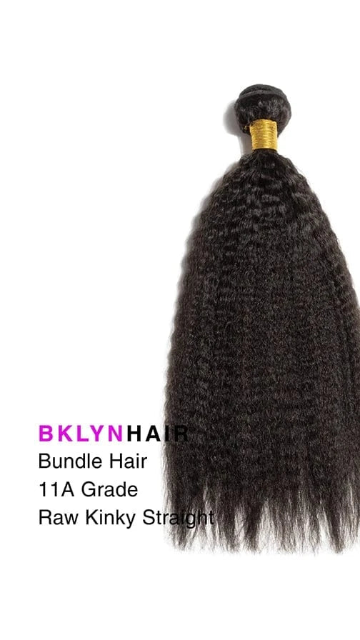 Brooklyn Hair 11A Raw Virgin Kinky Straight Bundle – Natural Black 100% Unprocessed Human Hair