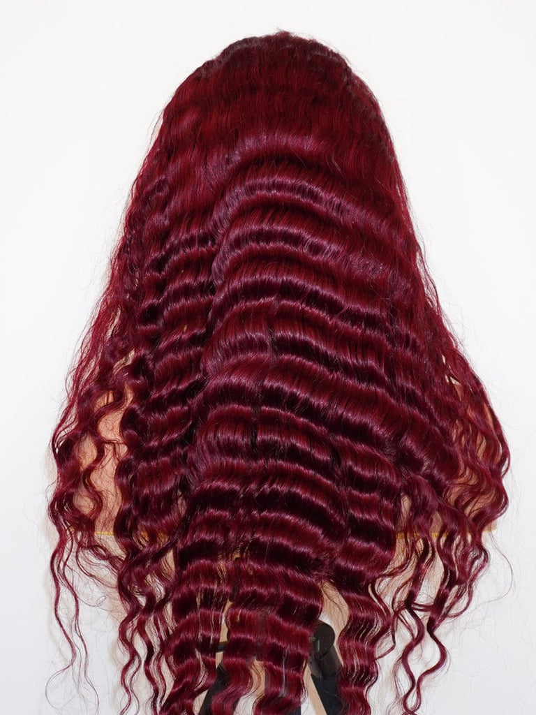 Brooklyn Hair 13x4 HD Lace Front Color-Pop Wig / Deep Wave Style Wig 24-26" 24-26" / Ruby Red / 13x4 HD Lace
