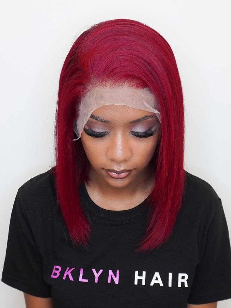 Brooklyn Hair 13x4  HD Lace Front Color-Pop Wig / Straight Bob Wig-Ruby Red Bob Short / Ruby Red / 13x4 HD Lace