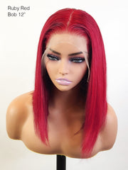 Brooklyn Hair 13x4 HD Lace Front Wig / Straight Bob Ruby Red Bob Short / Ruby Red / 13x4 HD Lace