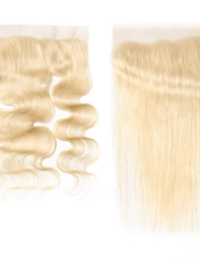 Brooklyn Hair 13x4 Transparent Lace Frontal – #613 Platinum Blonde Straight & Body Wave 20"&22"