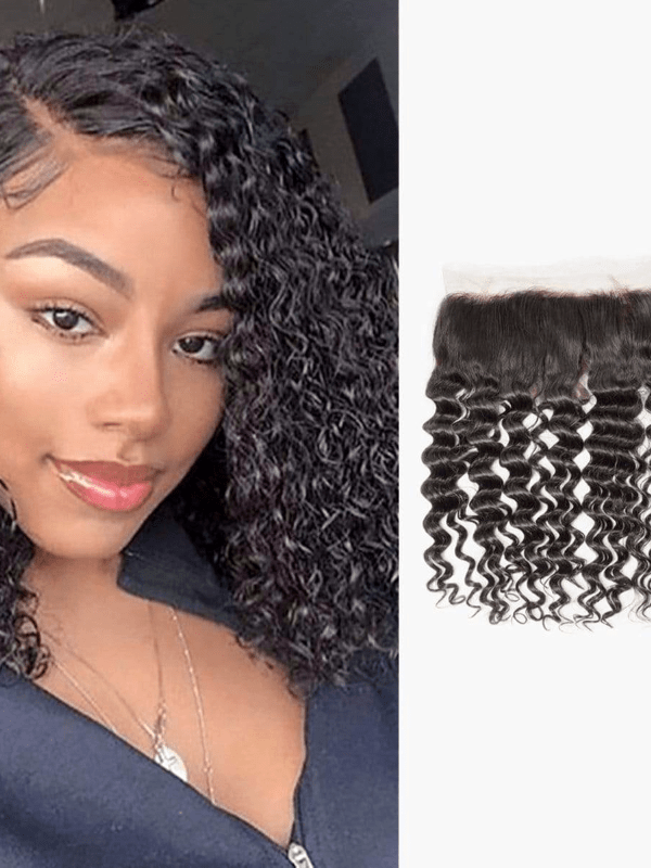 Brooklyn Hair 13x4 Transparent Lace Frontal – Deep Wave 100% Virgin Human Hair Natural Black