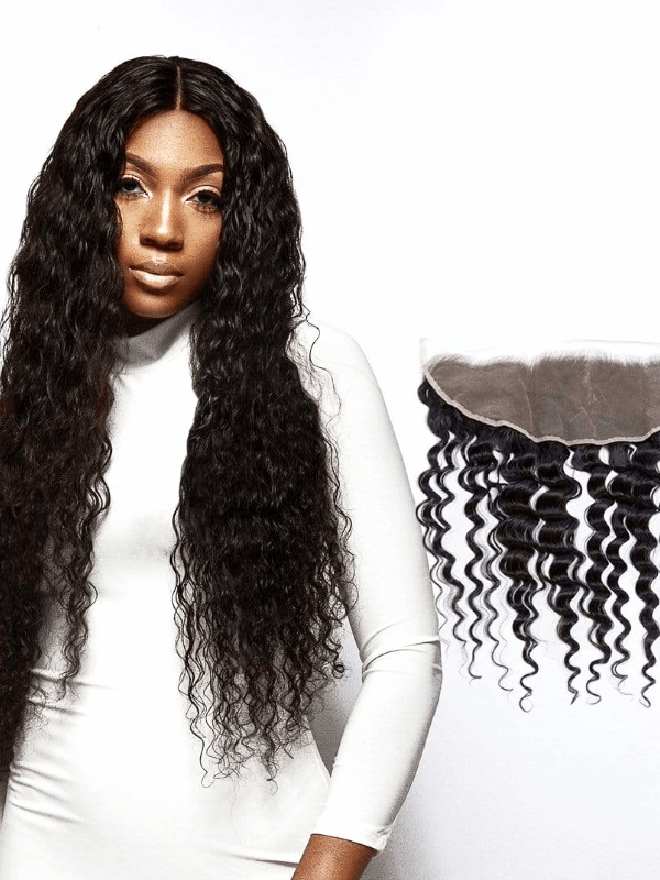 Brooklyn Hair 13x4 Transparent Lace Frontal – Loose Deep Wave Peruvian Virgin Hair Natural Black