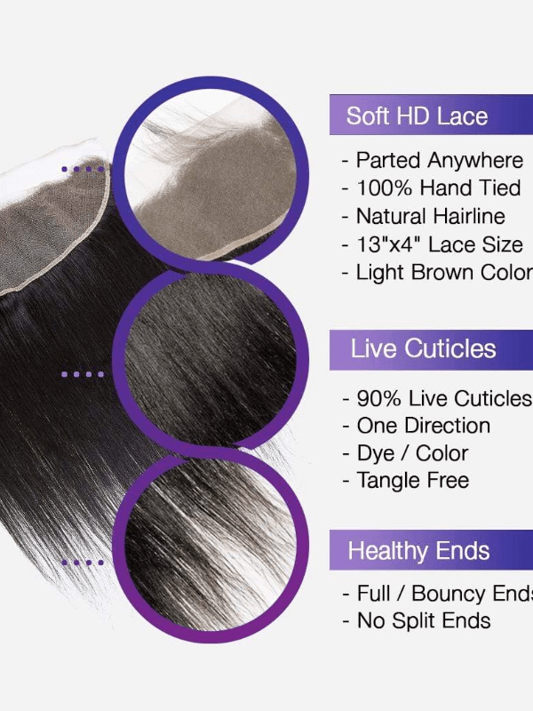 Brooklyn Hair 13x4 Transparent Lace Frontal – Straight 100% Remy Human Hair