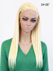 Icy Blonde Perfection #613 Long Straight 13x4 Lace Frontal Wig Swiss HD Lace Frontal 24-26"&30" 180% Density
