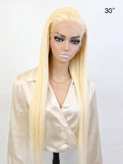 Icy Blonde Perfection #613 Long Straight 13x4 Lace Frontal Wig Swiss HD Lace Frontal 24-26"&30" 180% Density