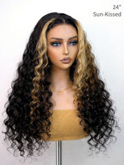 Blonde Beach Curl Deep Wave 13x4 HD Lace Front Wig 24" Water Wave 180% Density
