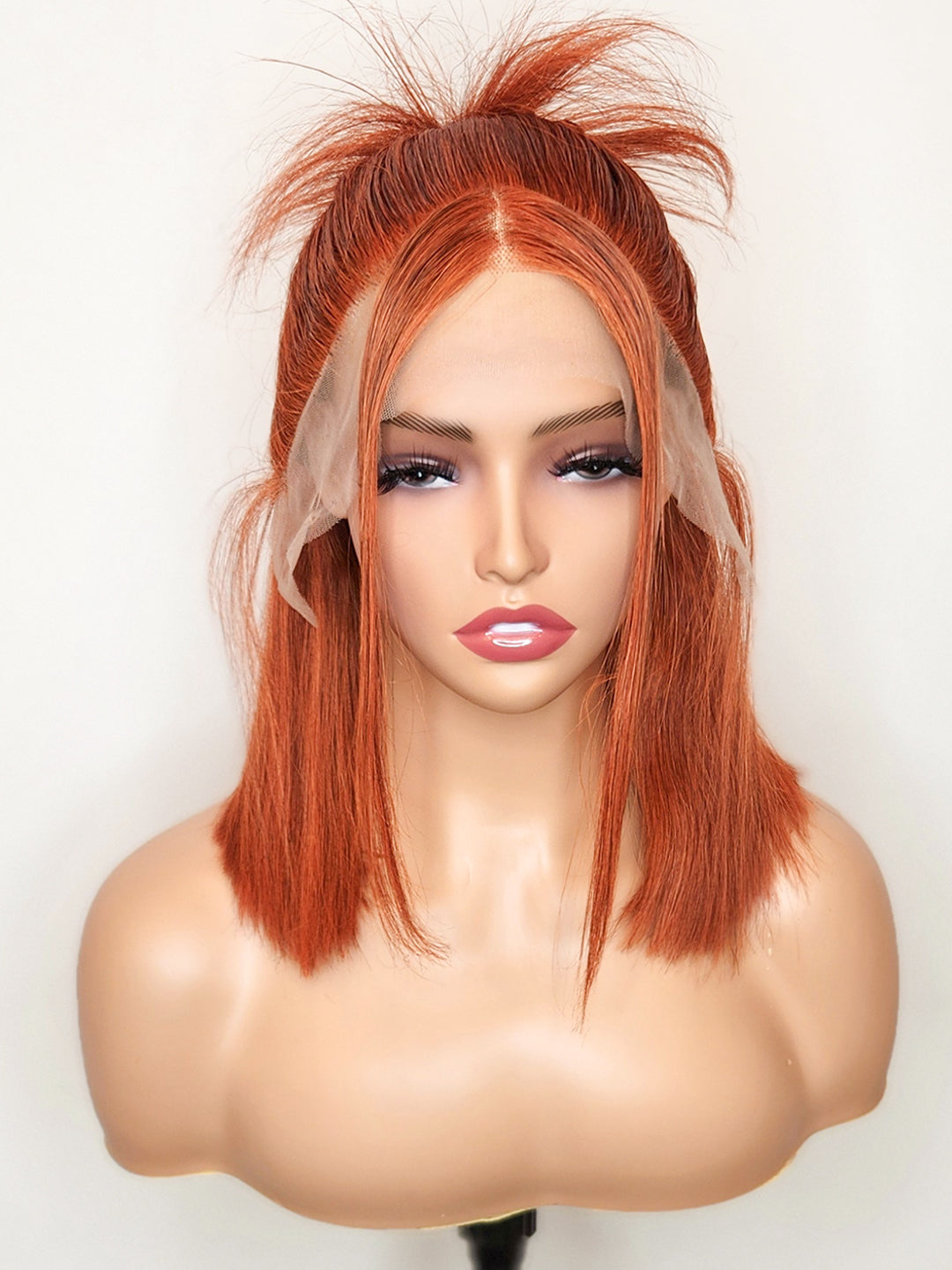 Ginger Straight Bob Wig 13x4 HD Lace Frontal 12" Cajun Spice 180% Density