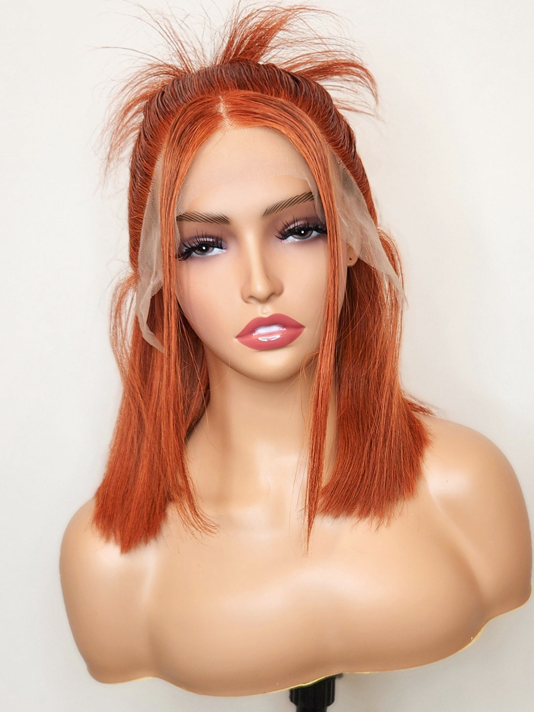 Ginger Straight Bob Wig 13x4 HD Lace Frontal 12" Cajun Spice 180% Density