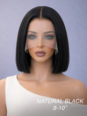 Blunt Cut 13x5 HD Lace Frontal Glueless Wig Straight 8-10" 180% Density