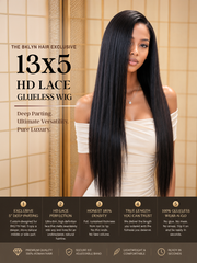 Silky Straight 13x5 HD Lace Frontal Glueless Wig 28" 180% Density